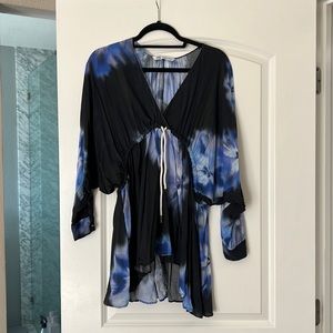 Zara tie dye blue tunic with adjustable waist. Size M.